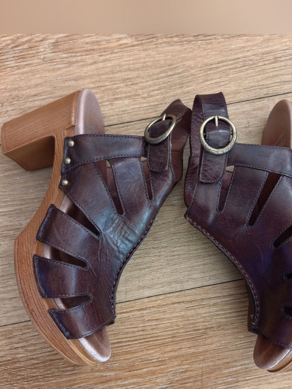 Dansko Brown leather platform sandals